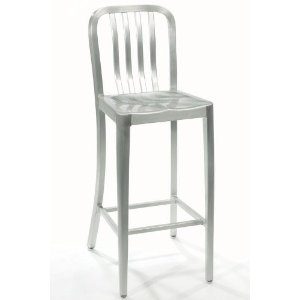 Sandra Non swivel Bar Stool With Aluminum Seat, NONSWVL/METAL, BRUSHED ALUMINM