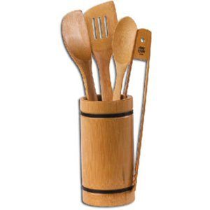 Joyce Chen Burnished Bamboo 5-Piece Utensil Set - wok utensil set - laddle