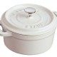 white enameled cast iron cocotte