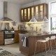 modern kitchen with brick wall