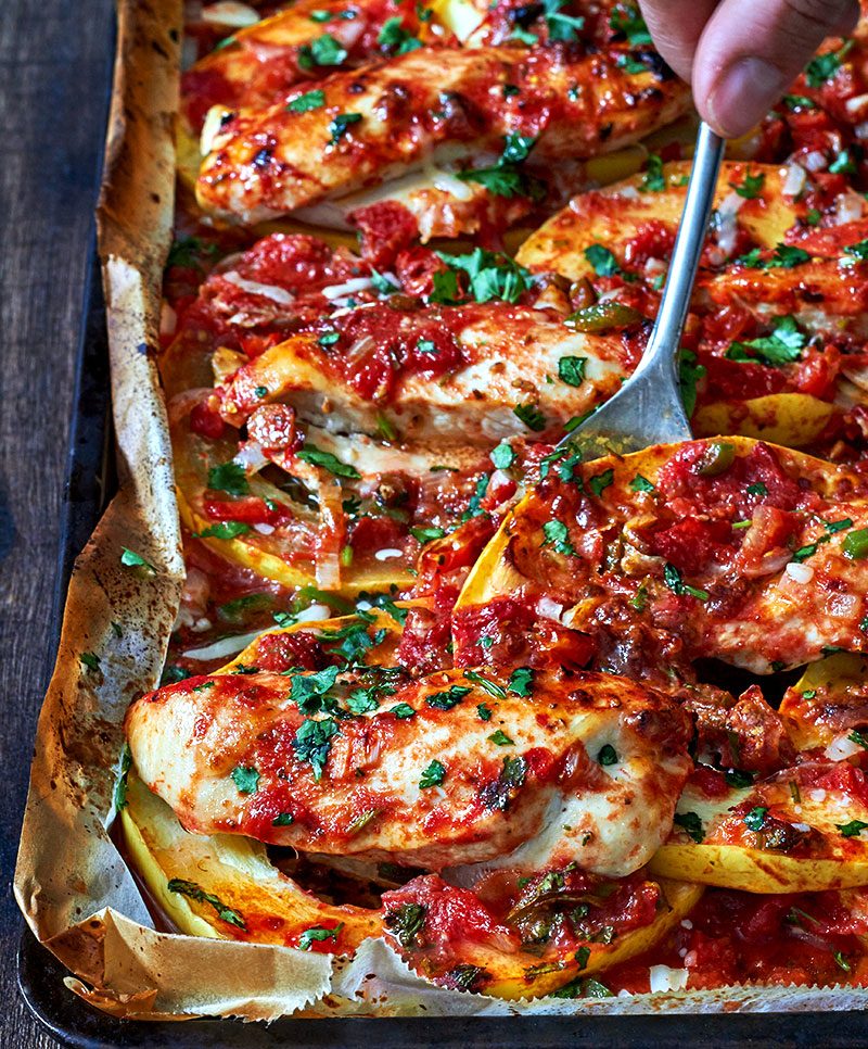 Baked Chicken Breasts Recipe with Spaghetti Squash — Eatwell101