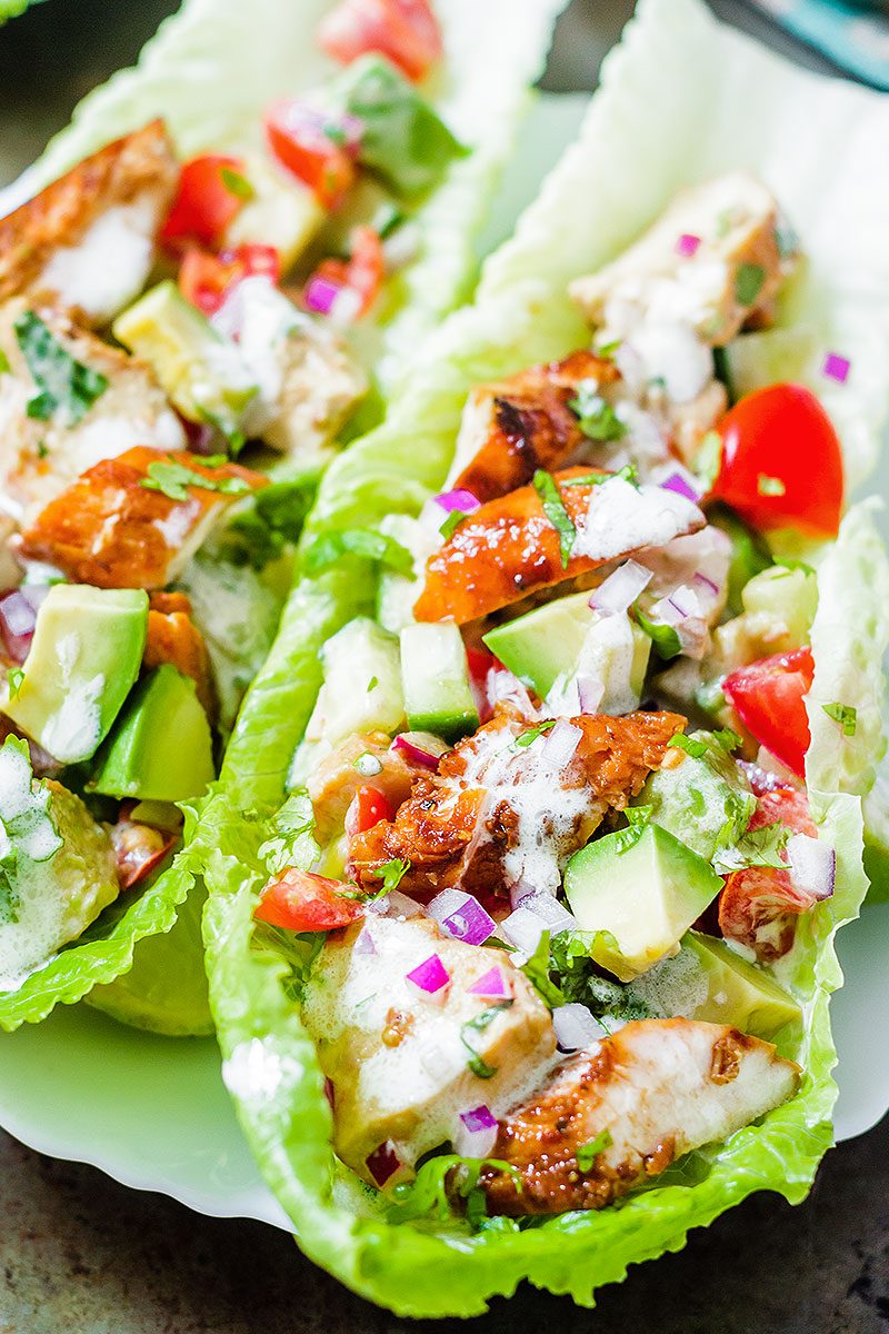 Honey Chipotle Chicken Lettuce Wraps — Eatwell101