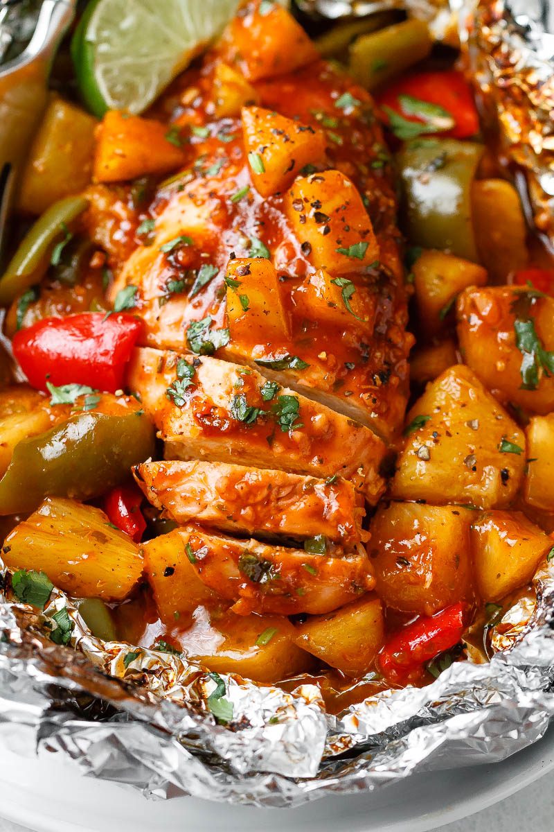 Pineapple BBQ Chicken Foil Packets in Oven — Eatwell101