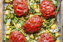 Meatloaf and veggies sheet pan recipe