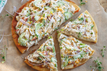 Bacon Ranch Chicken Salad on Grilled Flatbread