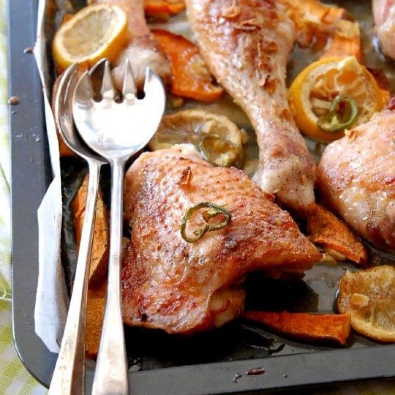 Roasted Chicken Thighs and Sweet Potatoes Chicken Thighs Recipe