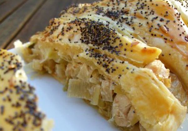 Braided Puff Pastry Recipe with pictures  - Chicken and Leeks Braided Puff Pastry - How to Braid Puff Pastry