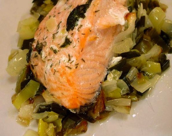 Easy Salmon Fillets In Foil with Leeks for Busy Moms - Easy Healthy Salmon Recipes for Busy Moms image