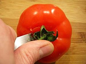 basic knife skills: how to remove tomato stalk with a paring knife