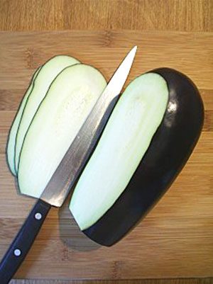 learn to slice eggplants with a filleting knife