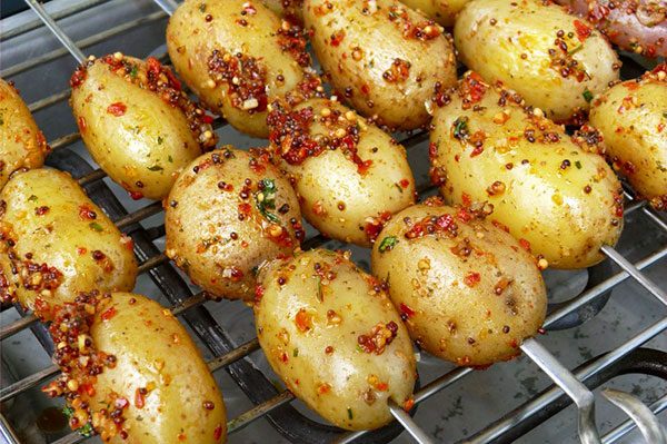 BBQ Duck Legs with Potatoes Skewers