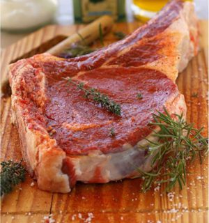 Grilled Rib-Eye Steak with Barbecue Sauce