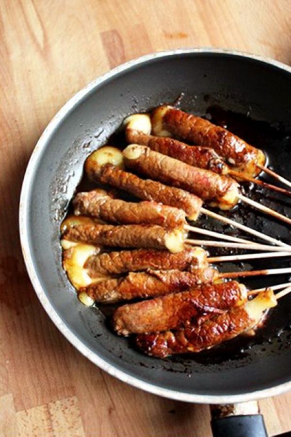 Beef Yakitori with Swiss Cheese - #recipe by #eatwell101 - https://www.eatwell101.com/beef-yakitori-recipe