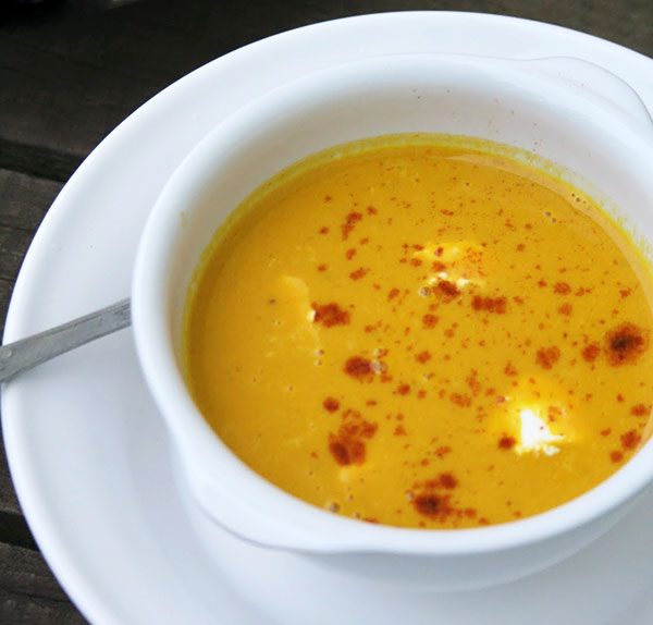 Spices Pumpkin Soup with Cheese