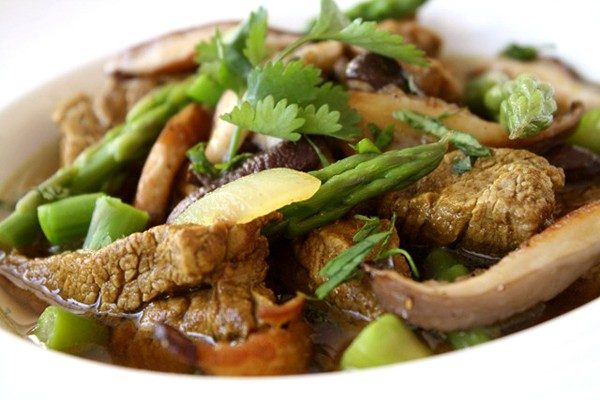 beef recipe - Veal Stew with Asparagus Mushrooms image