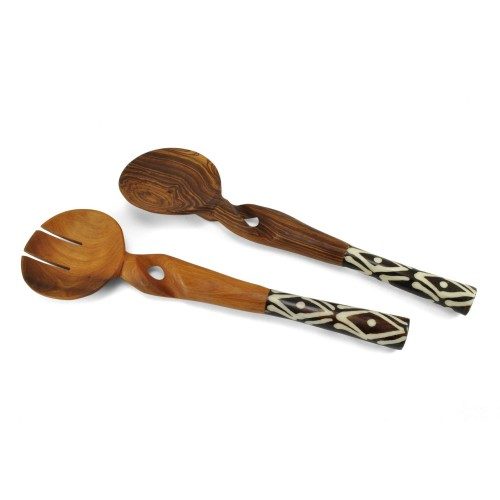 Olive Wood Twisted Salad Serving