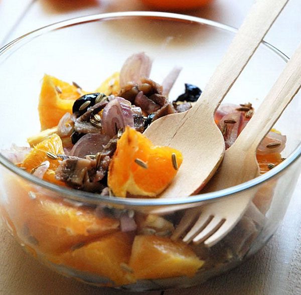 orange salad with anchovies photo