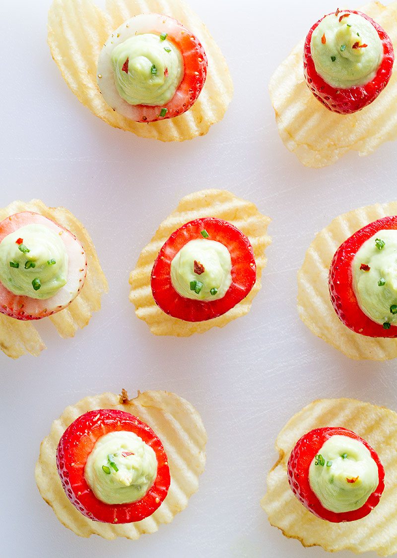 Strawberries Guacamole Bites