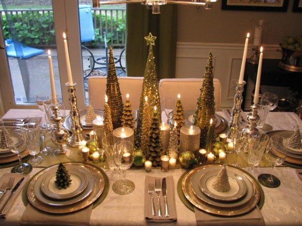 modern holiday table decoration photo