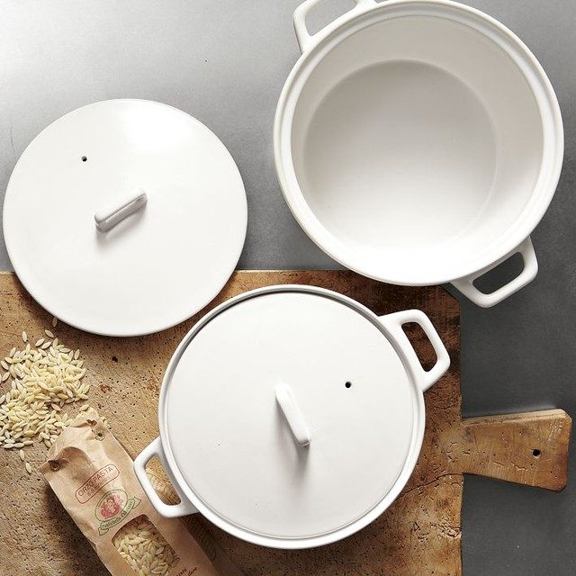 traditional white ceramic cookware
