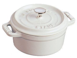 white enameled cast iron cocotte