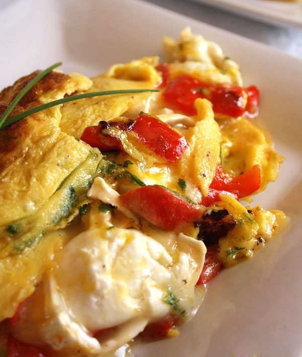 Goat Cheese, Sweet Pepper Omelet