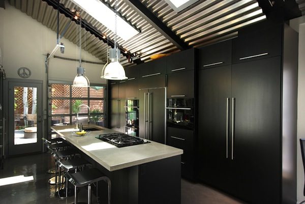 industrial black kitchen photo