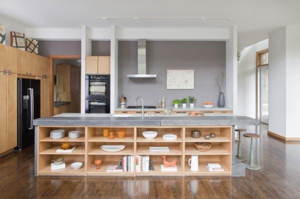 kitchen island open shelving photo