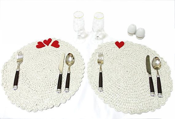 white valentine placemats image