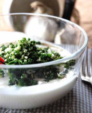 Dinner Pan Fried Salmon with Fresh Herbs Yogurt Sauce