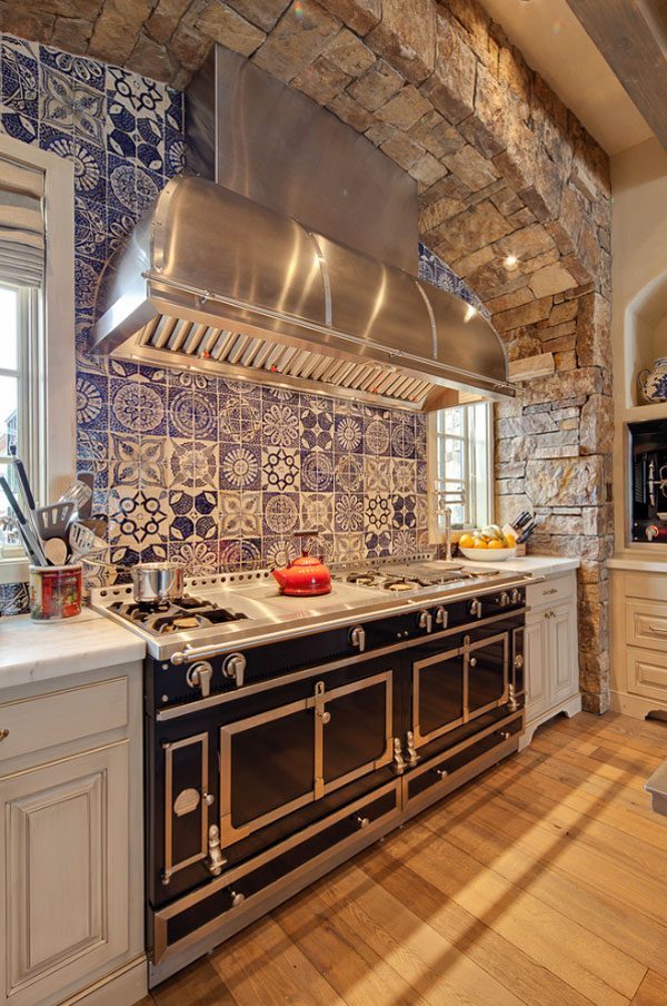 blue kitchen tiles photo