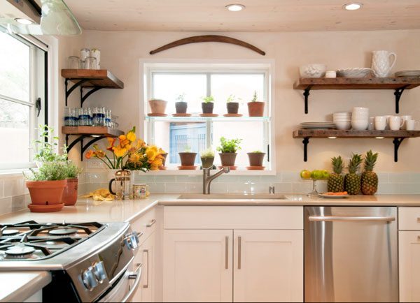 Kitchen store window shelf