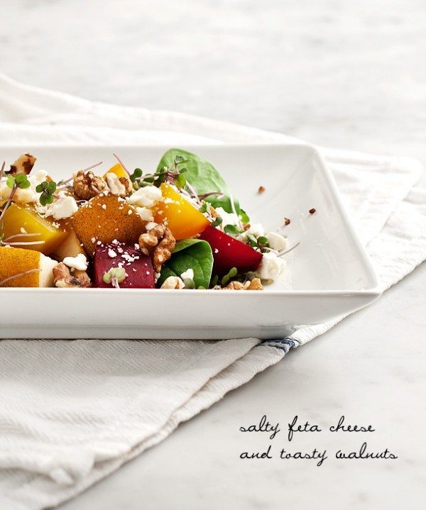 Spring beet pear salad