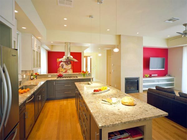 kitchen red accent wall image