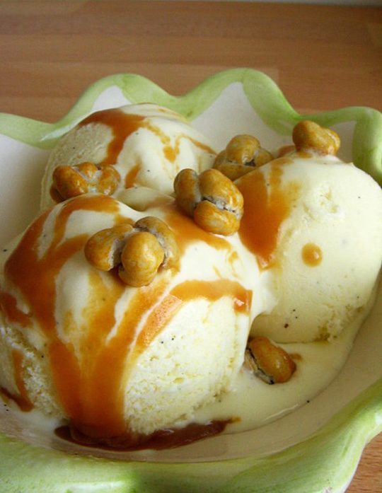 Almond Milk Ice Cream with Vanilla and Salted Butter Caramel
