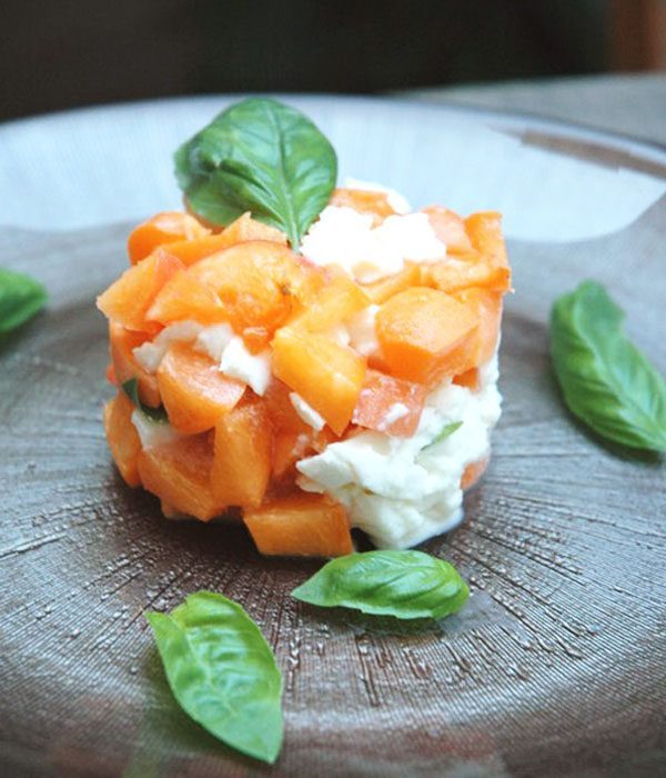 Summer Apricot Tartar with Mozzarella & Basil