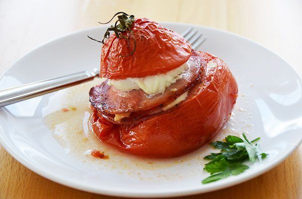 Baked Stuffed Tomatoes with Bacon and Ricotta