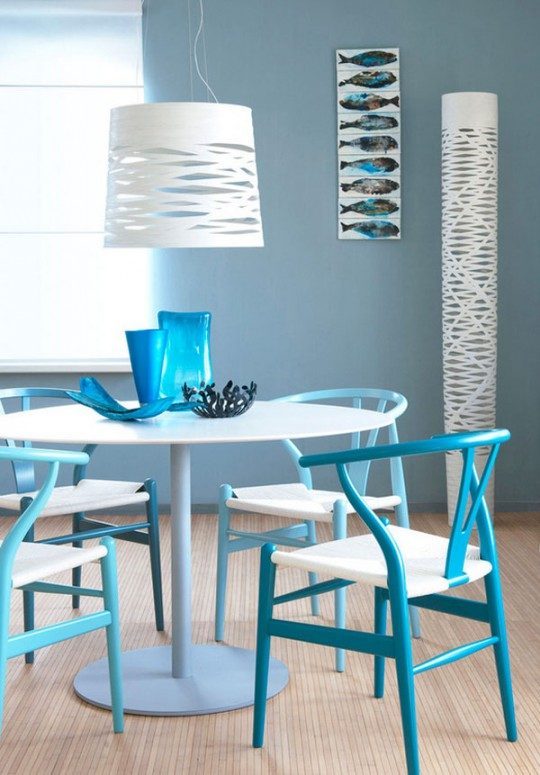 blue dining chairs