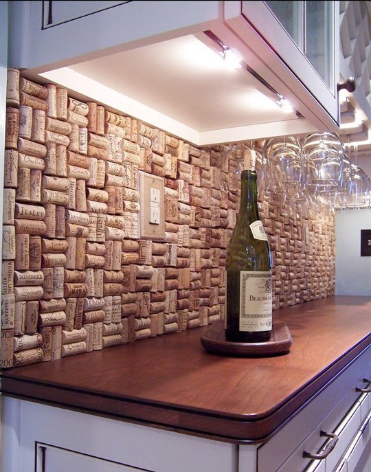 wine cork backsplash