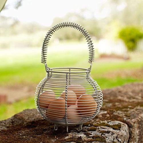 Vintage Chicken Egg Gathering Basket, Chicken Wire Egg Gathering