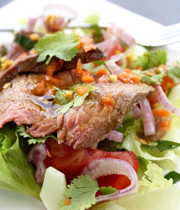 Roast Beef Salad with Tomatoes,Cucumber and Fresh Herbs