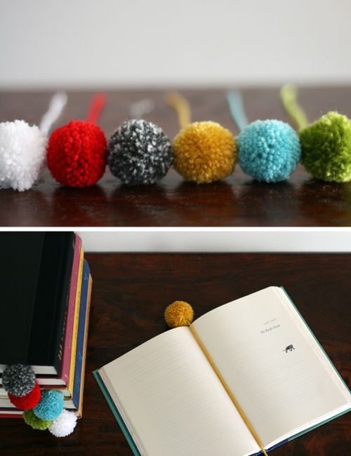 yarn ball pom pom bookmark