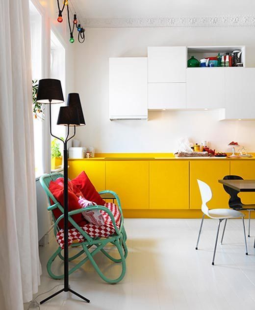 yellow kitchen cabinets