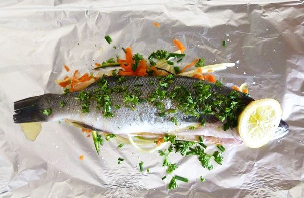Sea Bass and Vegetables in Foil