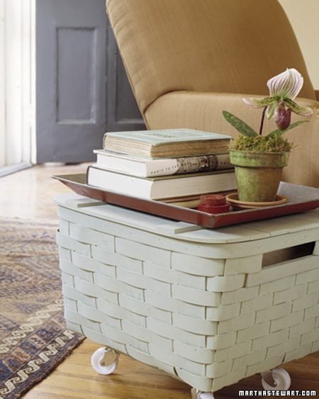 woven basket accent table