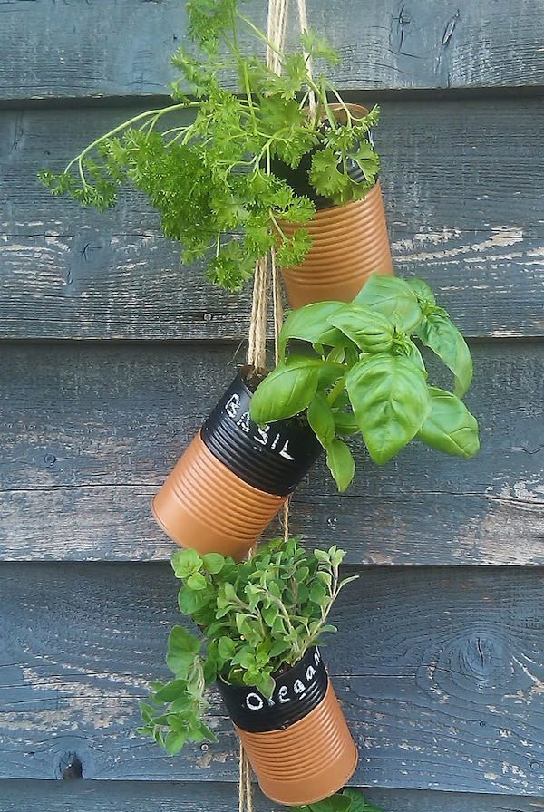 DIY hanging herb planter
