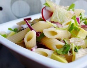 Pasta Salad with Avocado, Radish & Fresh Cilantro