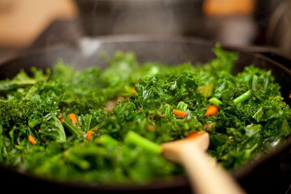 cooking leafy green vegetables