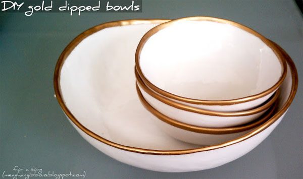 diy gold dipped bowl
