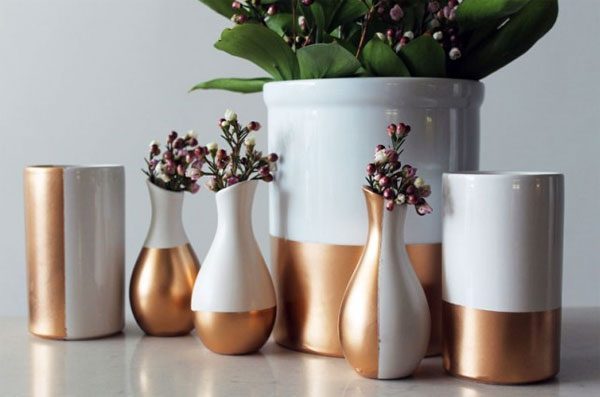 diy gold dipped vases